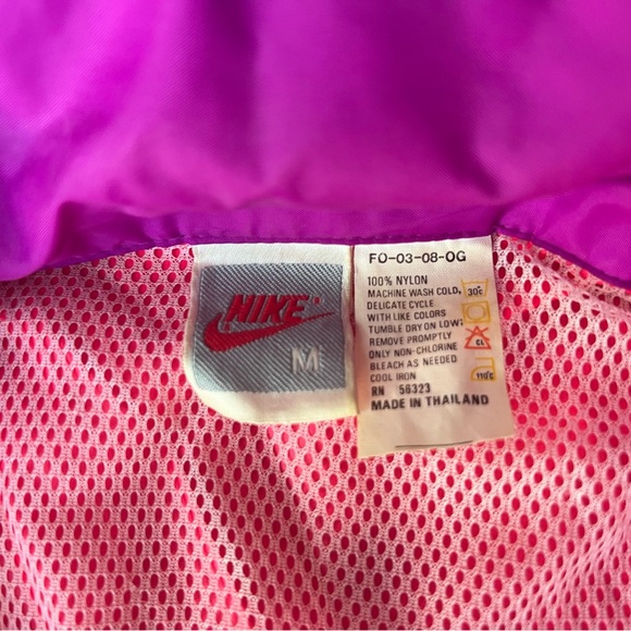 80s 90s Vintage Nike Swoosh Neon Colorblock Windbreaker Jacket - size M - Picture 6 of 7